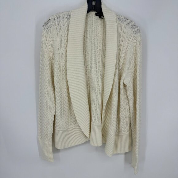 Talbots Cable Knit Cardigan Sweater M Cable Knit Lambswool Cream - Picture 1 of 7